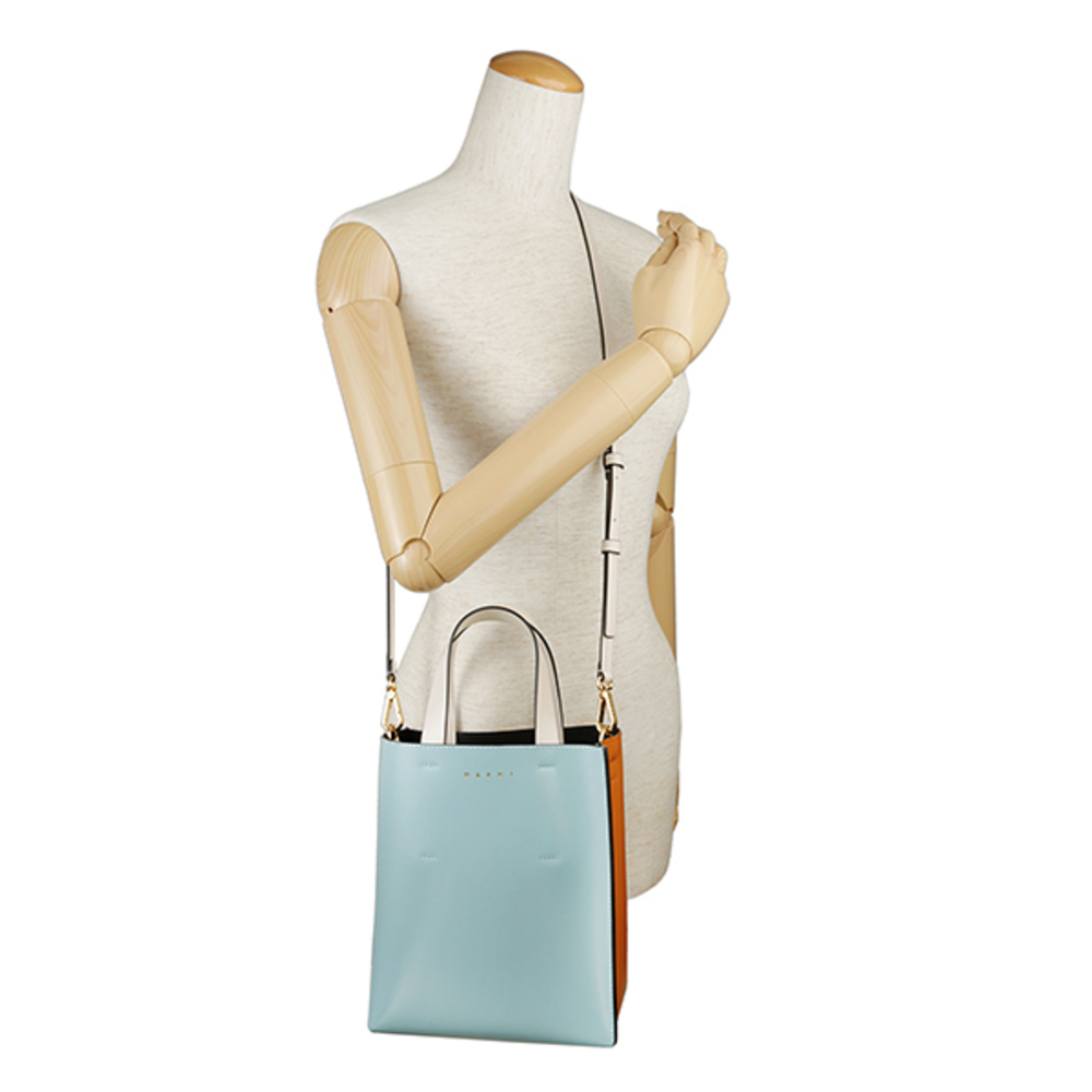 Marni Shoulder Bag Museo Light Blue Orange - Picture 6 of 9